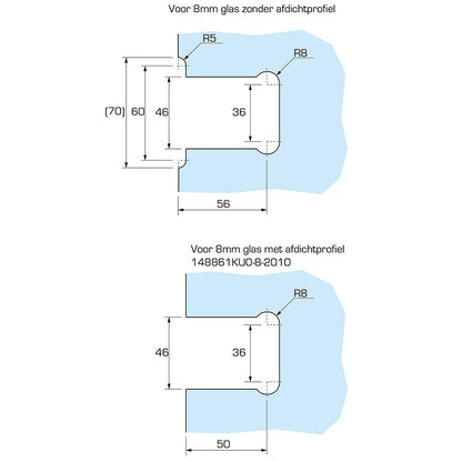 Flamea+ Linea douchescharnier wand/glas 90° - 8130M1 - Sparing