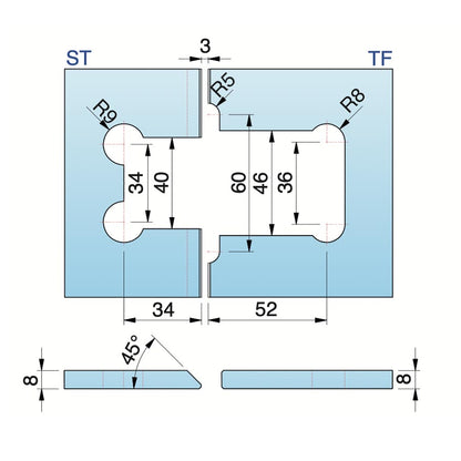 Flamea+ douchescharnier glas/glas 135° - 8131 - Sparing