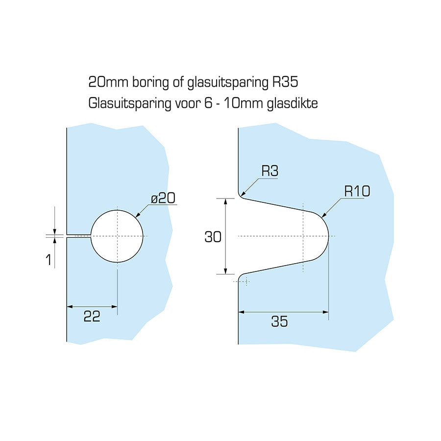 Flamea+ glasklem wand/glas 90° - 8194   - Sparing