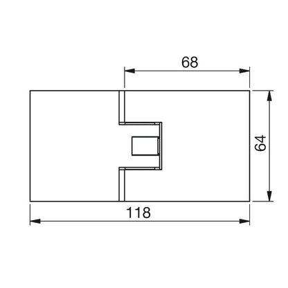 Flamea+ douchescharnier glas/glas 180° - 8132 - Technische Tekening