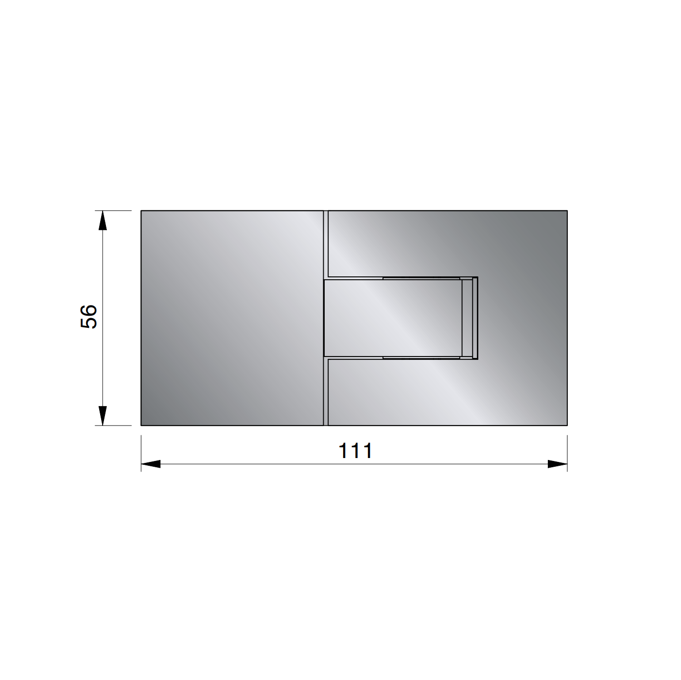 Flamea Pro Mini douchescharnier glas/glas 180° - 8332 - Technische Tekening