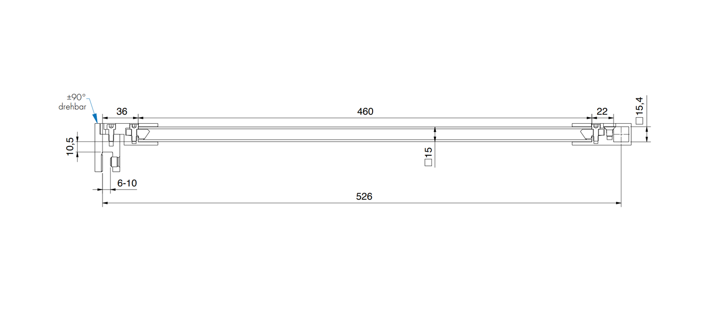 Stabilisatiestang set glas-T-stuk 460 mm - 8797 - Technische Tekening