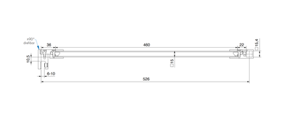 Stabilisatiestang set glas-T-stuk 460 mm - 8797 - Technische Tekening