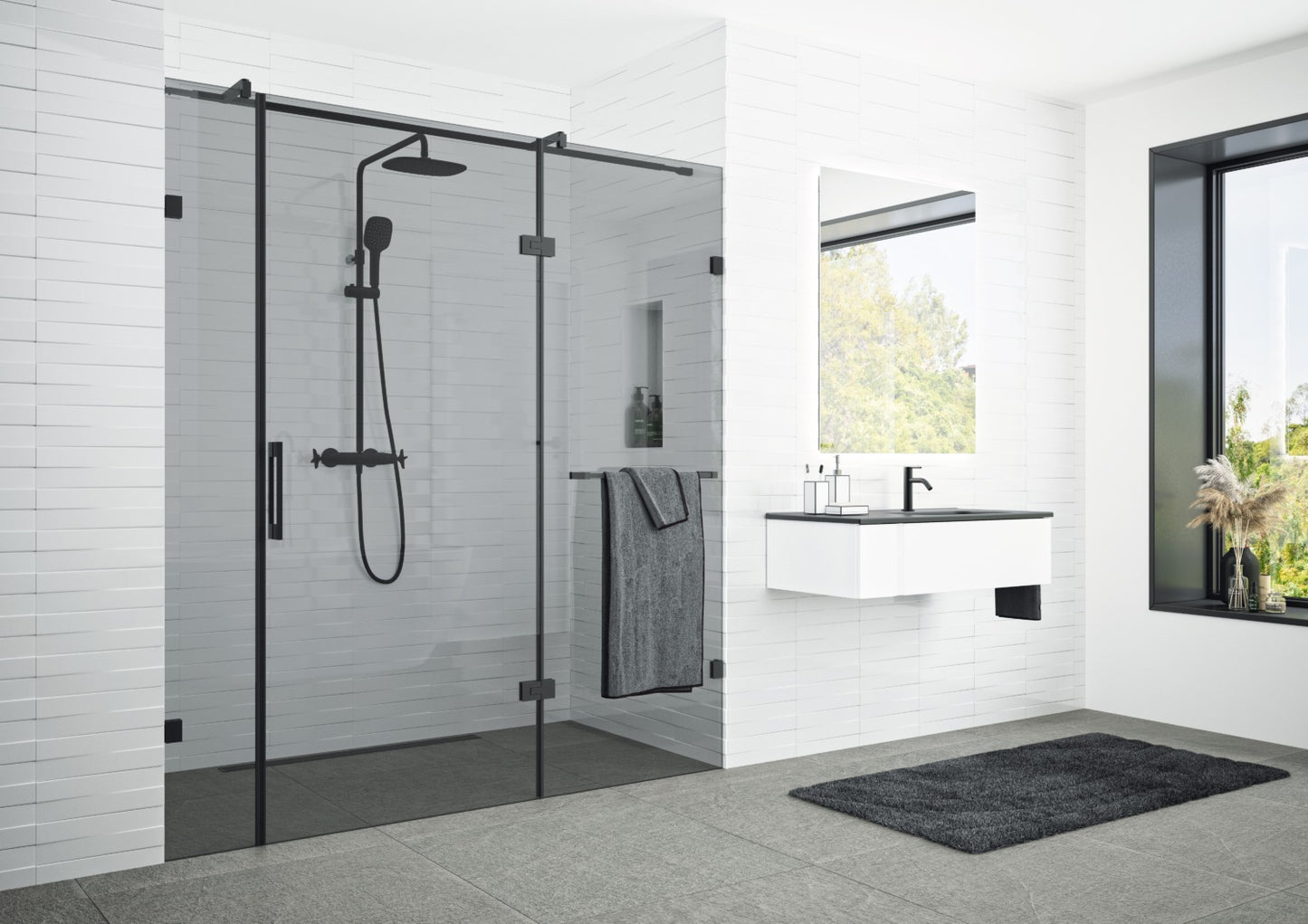 Flamea Pro Mini douchescharnier glas/glas 180° - 8332 - Sfeer