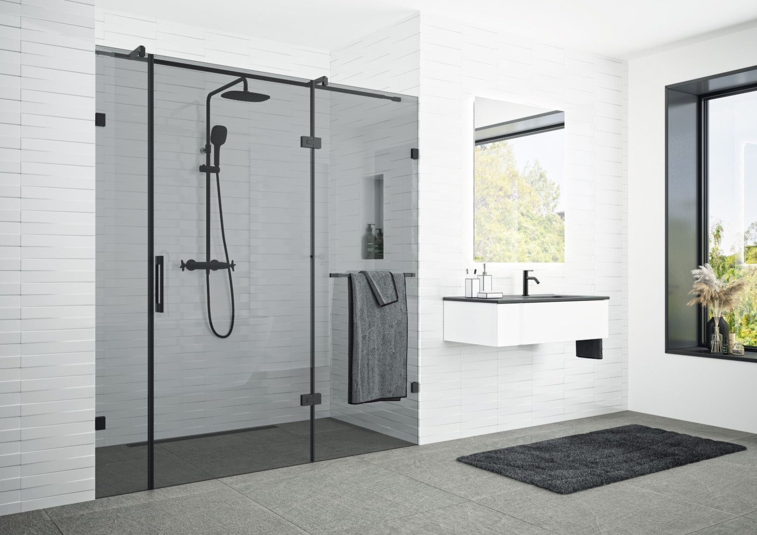 Flamea Pro Mini douchescharnier glas/glas 180° - 8332 - Sfeer