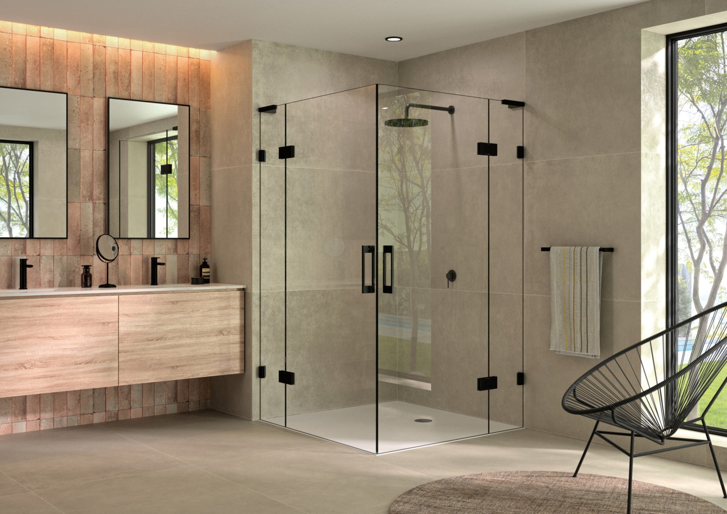 Pontere+ douchescharnier glas/glas 180° - 8312 - Sfeer