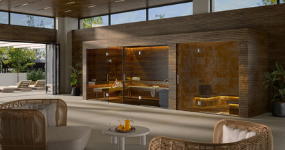 Tura sauna douchescharnier glas/glas 180° - 8960 SN - Sfeer