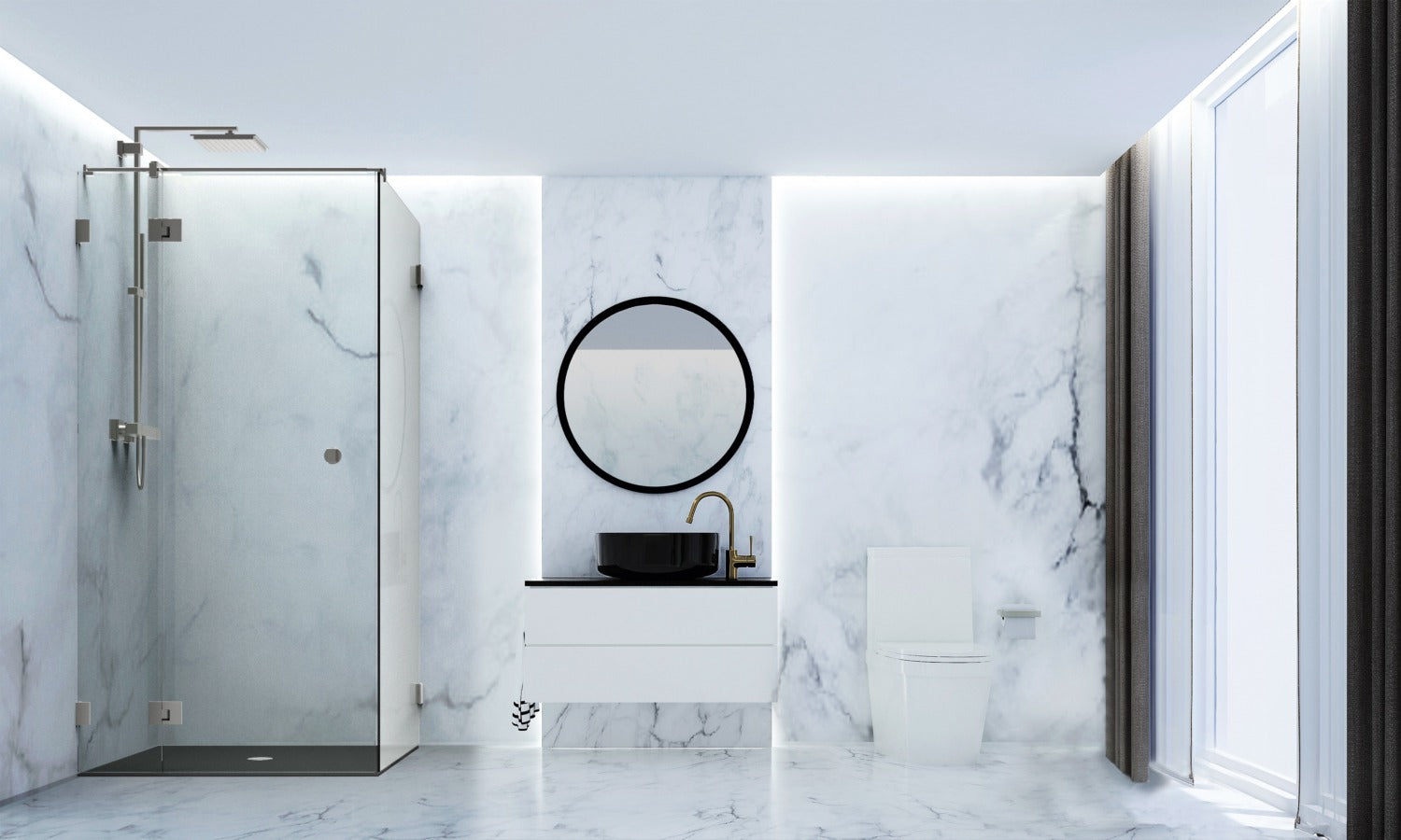 Pavone douchescharnier glas/glas 180° - 8392 - Sfeer